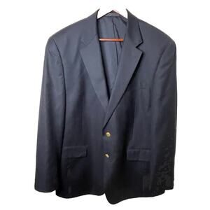 Lauren Ralph Lauren Wool 2 Button Navy Blazer with Gold Buttons Macy’s 44R
